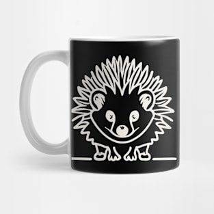 Cute hedgehog drawing lineart for black Mug